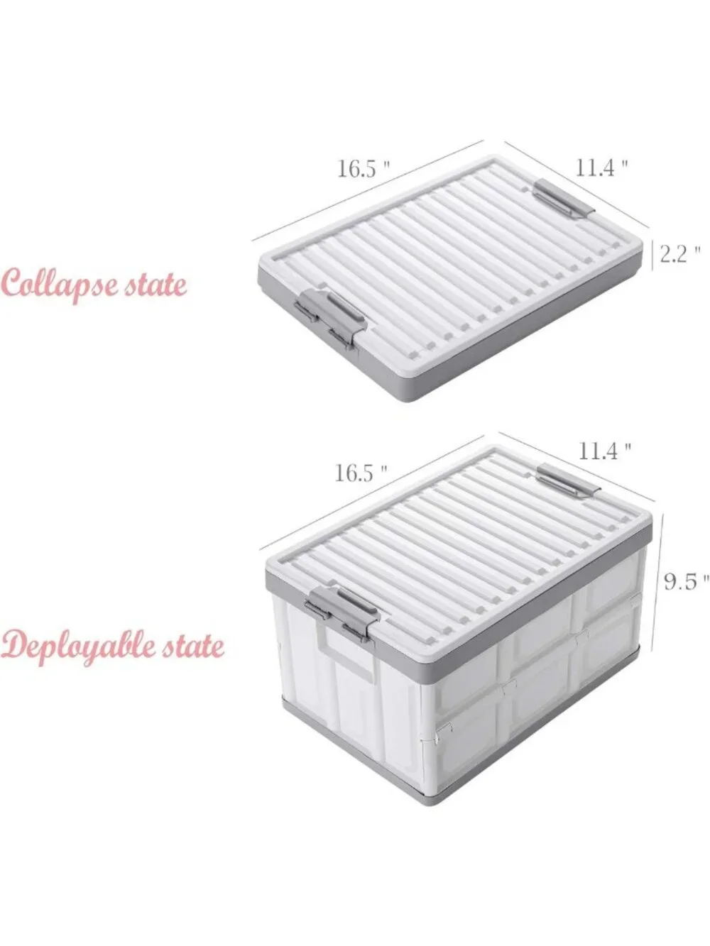 Collapsible Storage Bins with Lids - 30L Stackable Utility Crates for Home